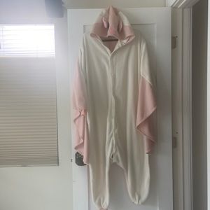Pink and white flying squirrel costume